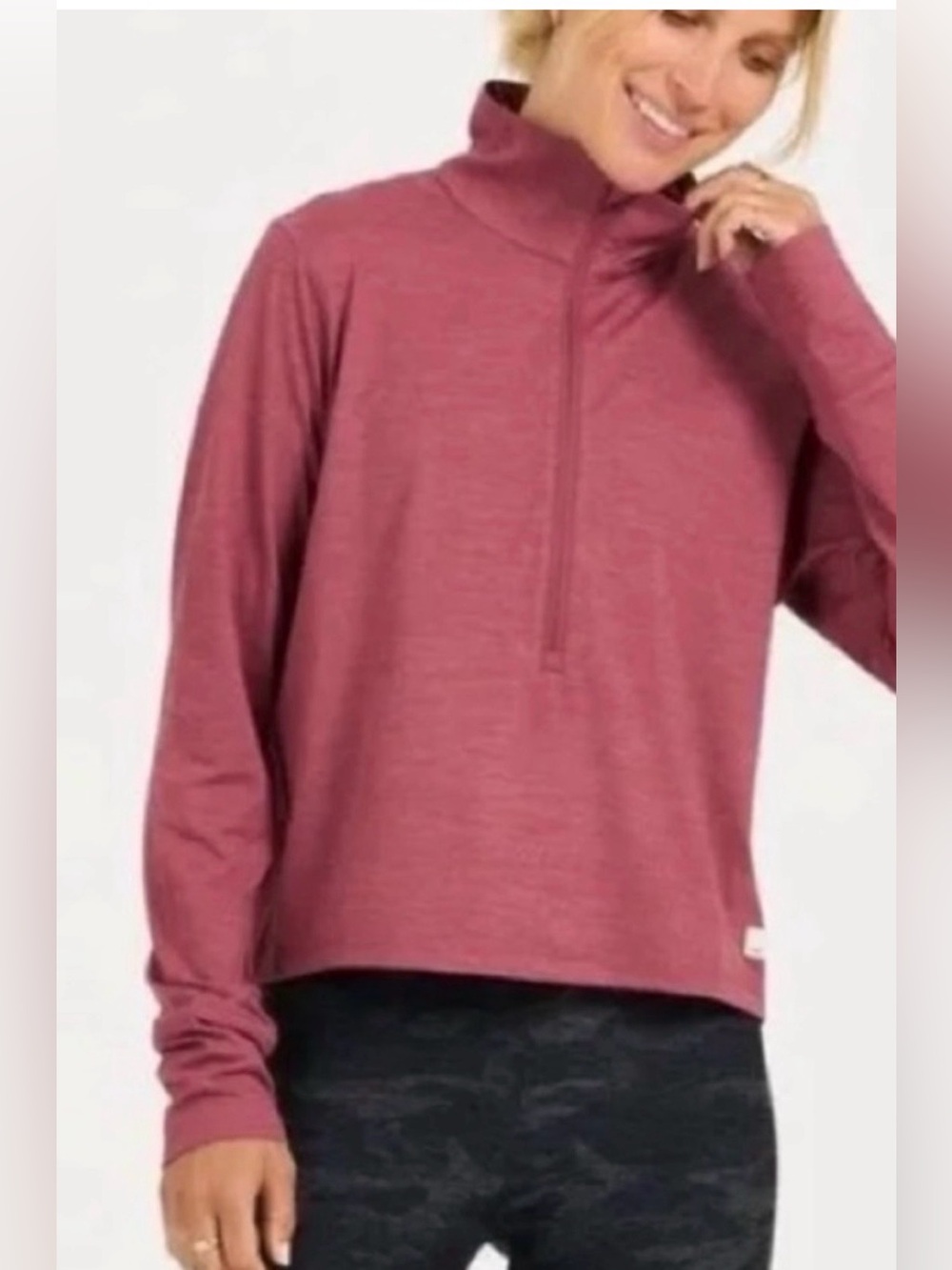 Vuori crescent half zip pullover sweatshirt pink rose best fits a large - Picture 2 of 7